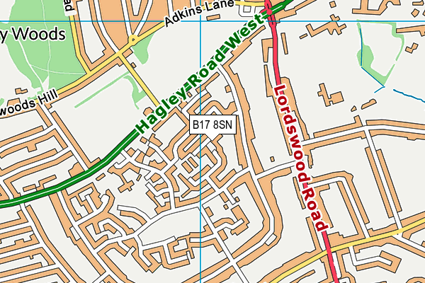 B17 8SN map - OS VectorMap District (Ordnance Survey)