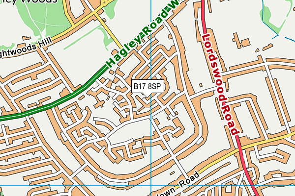 B17 8SP map - OS VectorMap District (Ordnance Survey)
