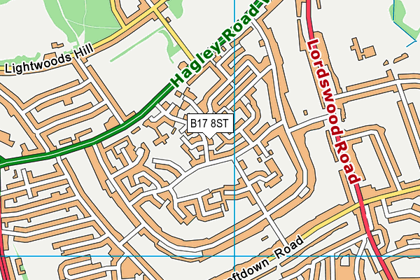 B17 8ST map - OS VectorMap District (Ordnance Survey)