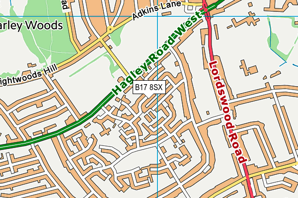 B17 8SX map - OS VectorMap District (Ordnance Survey)