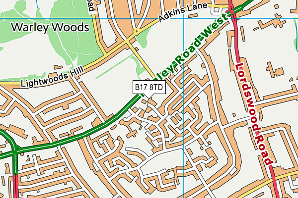 B17 8TD map - OS VectorMap District (Ordnance Survey)