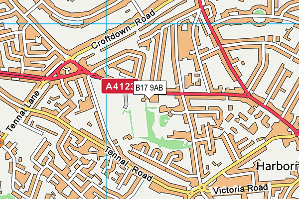 B17 9AB map - OS VectorMap District (Ordnance Survey)