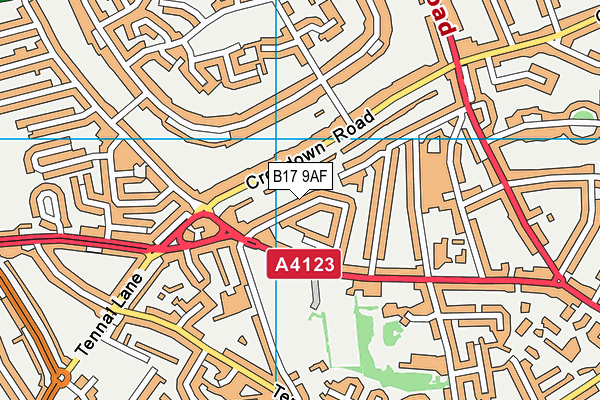 B17 9AF map - OS VectorMap District (Ordnance Survey)