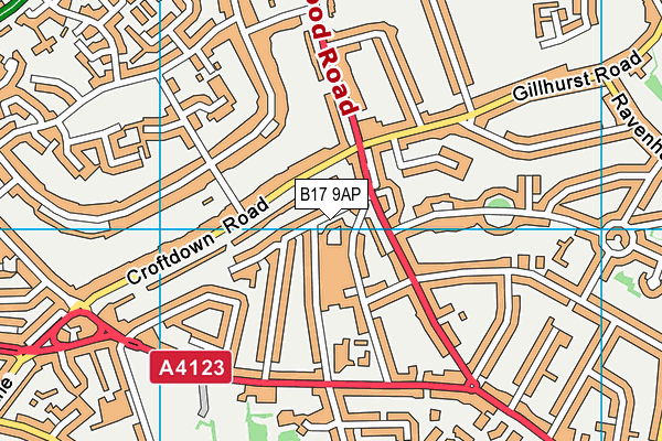 B17 9AP map - OS VectorMap District (Ordnance Survey)