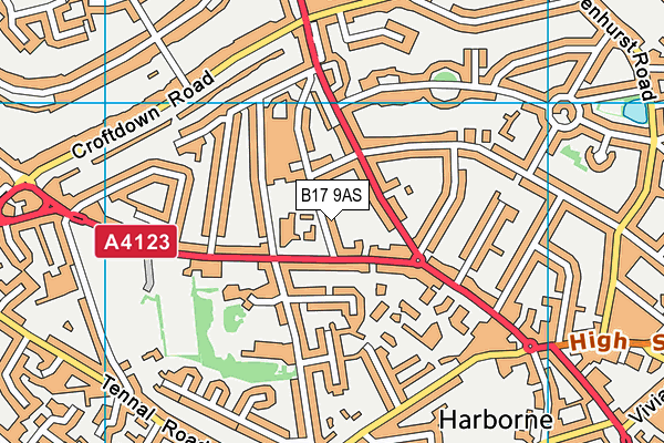 B17 9AS map - OS VectorMap District (Ordnance Survey)