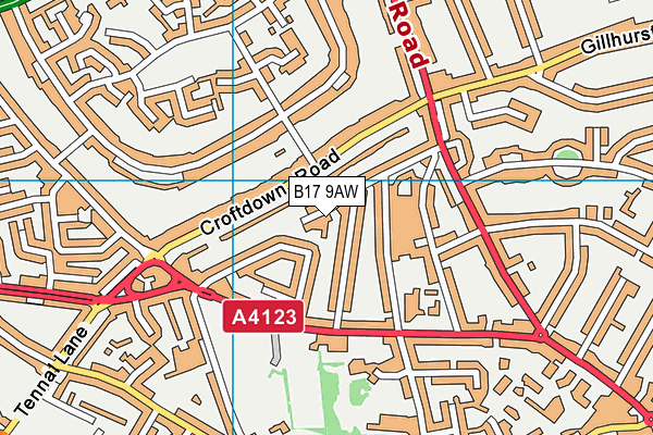 B17 9AW map - OS VectorMap District (Ordnance Survey)