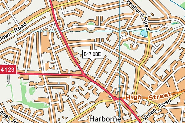B17 9BE map - OS VectorMap District (Ordnance Survey)