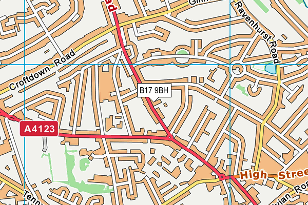 B17 9BH map - OS VectorMap District (Ordnance Survey)