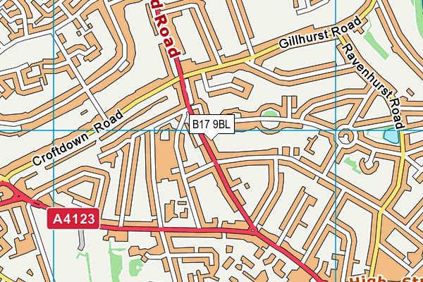 B17 9BL map - OS VectorMap District (Ordnance Survey)