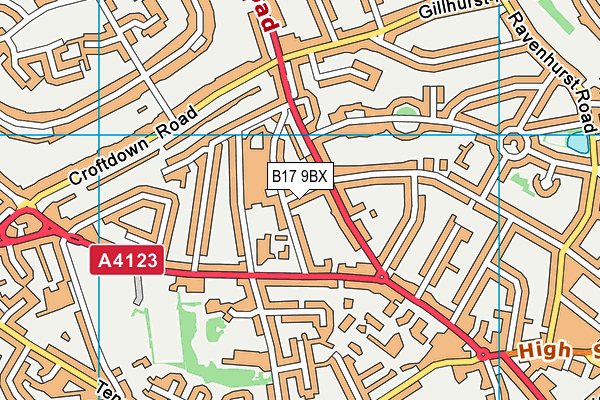 B17 9BX map - OS VectorMap District (Ordnance Survey)
