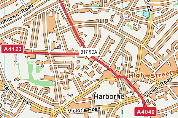 B17 9DA map - OS VectorMap District (Ordnance Survey)