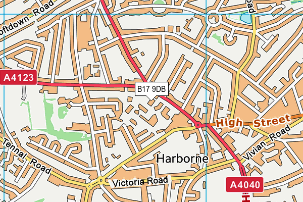 B17 9DB map - OS VectorMap District (Ordnance Survey)