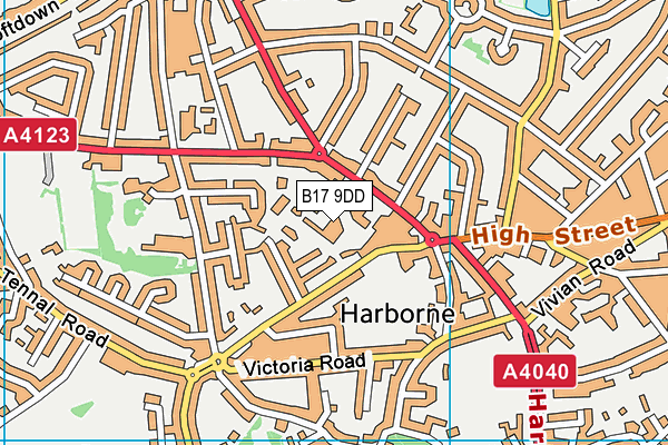 B17 9DD map - OS VectorMap District (Ordnance Survey)