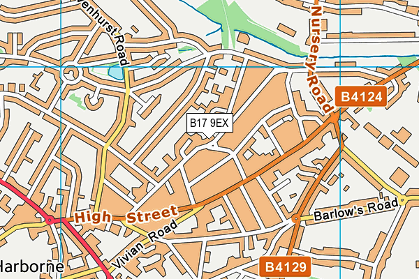 B17 9EX map - OS VectorMap District (Ordnance Survey)