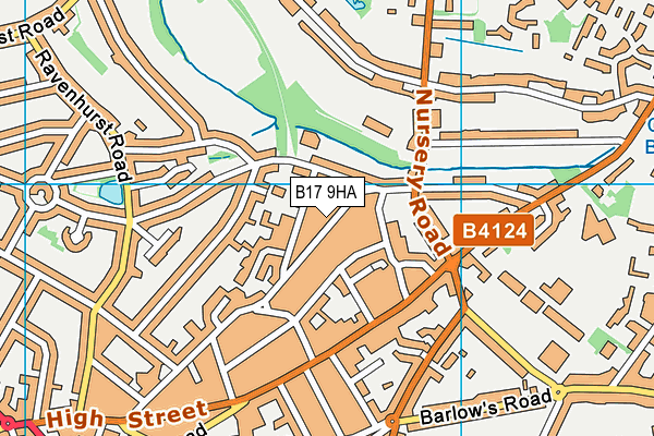 B17 9HA map - OS VectorMap District (Ordnance Survey)