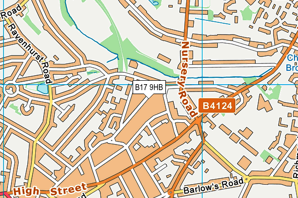 B17 9HB map - OS VectorMap District (Ordnance Survey)