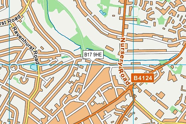B17 9HE map - OS VectorMap District (Ordnance Survey)