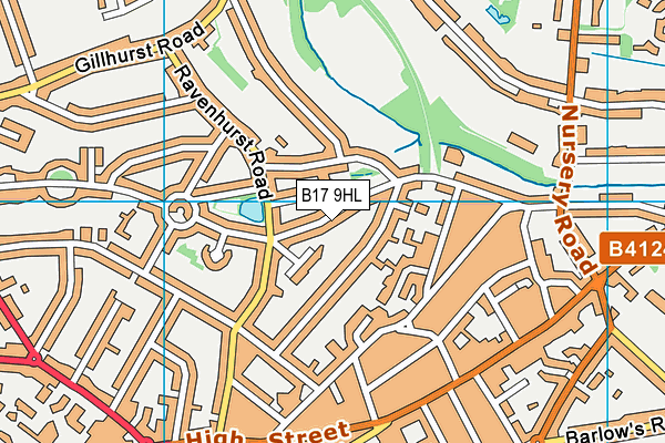 B17 9HL map - OS VectorMap District (Ordnance Survey)
