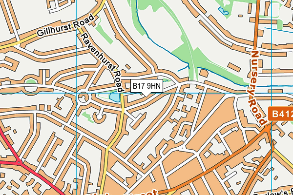 B17 9HN map - OS VectorMap District (Ordnance Survey)