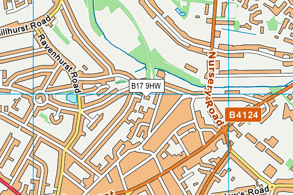 B17 9HW map - OS VectorMap District (Ordnance Survey)