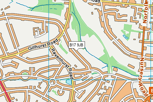 B17 9JB map - OS VectorMap District (Ordnance Survey)