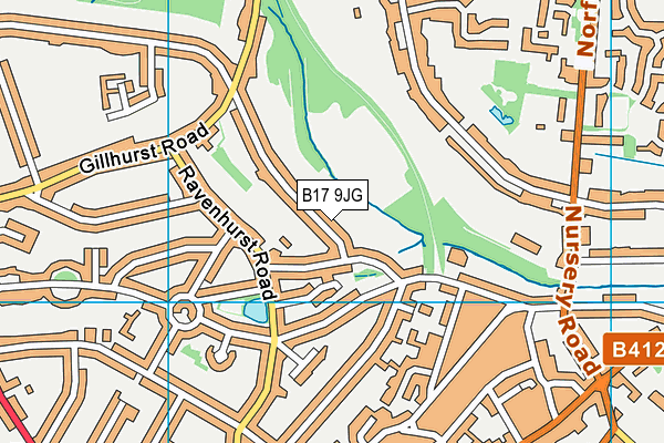 B17 9JG map - OS VectorMap District (Ordnance Survey)