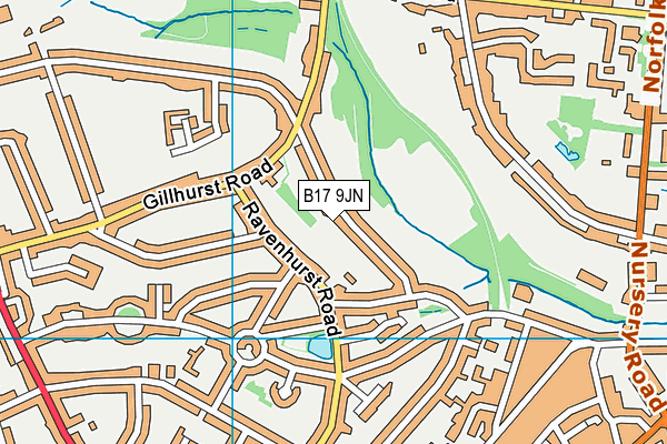 B17 9JN map - OS VectorMap District (Ordnance Survey)