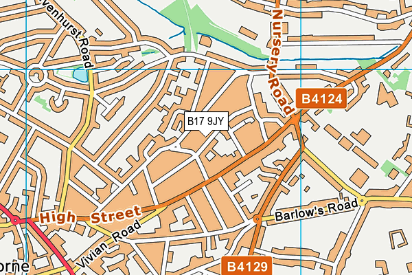 B17 9JY map - OS VectorMap District (Ordnance Survey)