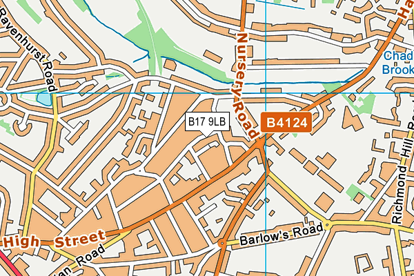 B17 9LB map - OS VectorMap District (Ordnance Survey)