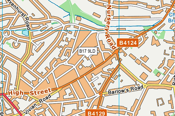 B17 9LD map - OS VectorMap District (Ordnance Survey)