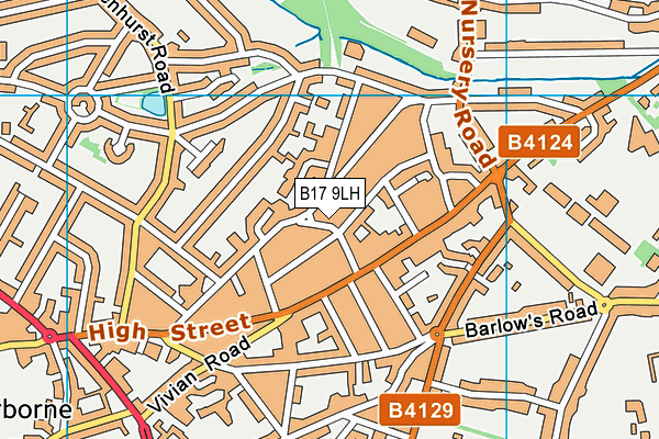 B17 9LH map - OS VectorMap District (Ordnance Survey)