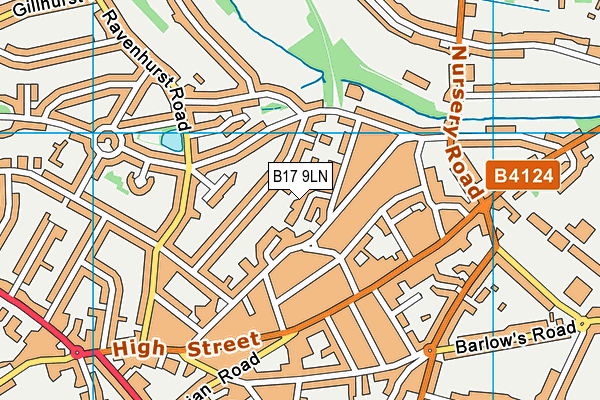 B17 9LN map - OS VectorMap District (Ordnance Survey)