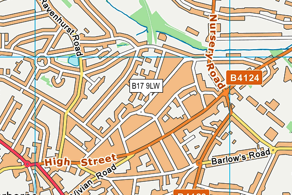 B17 9LW map - OS VectorMap District (Ordnance Survey)