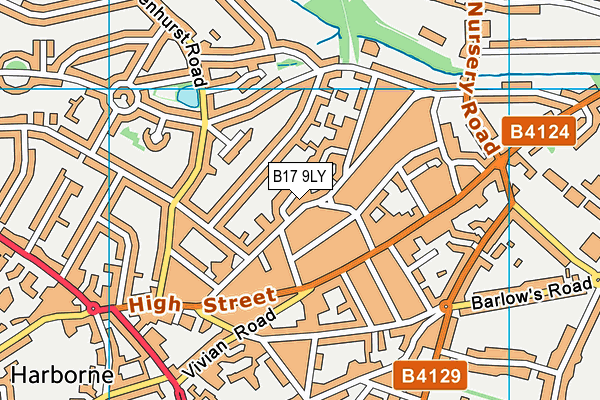 B17 9LY map - OS VectorMap District (Ordnance Survey)