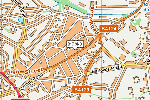 B17 9ND map - OS VectorMap District (Ordnance Survey)