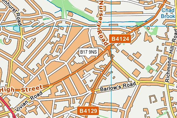 B17 9NS map - OS VectorMap District (Ordnance Survey)