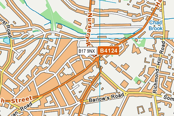 B17 9NX map - OS VectorMap District (Ordnance Survey)