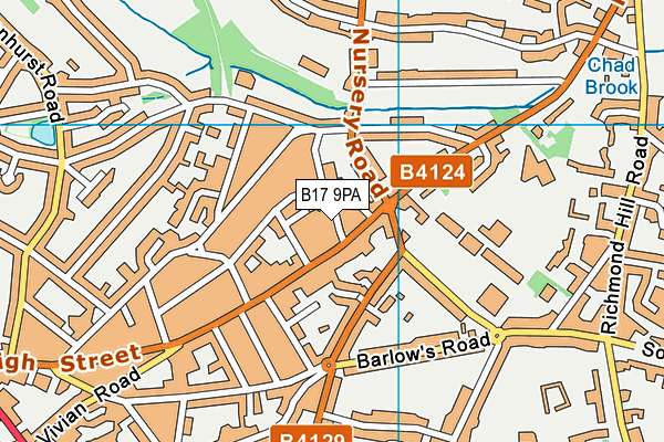 B17 9PA map - OS VectorMap District (Ordnance Survey)