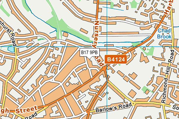 B17 9PB map - OS VectorMap District (Ordnance Survey)