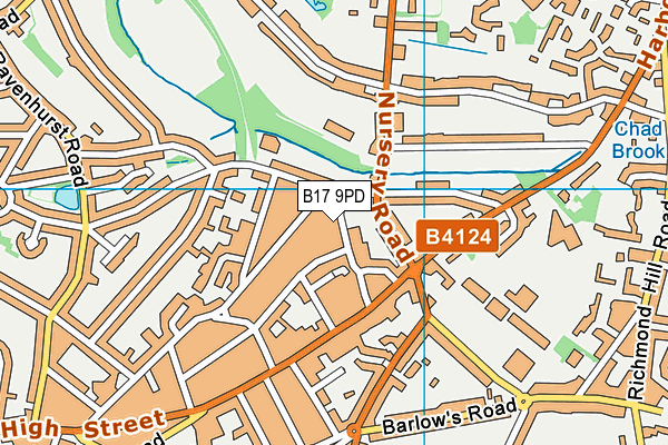 B17 9PD map - OS VectorMap District (Ordnance Survey)