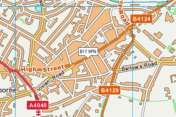 B17 9PN map - OS VectorMap District (Ordnance Survey)