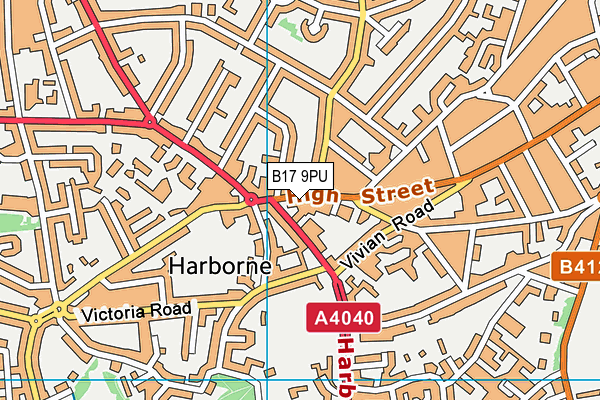 B17 9PU map - OS VectorMap District (Ordnance Survey)