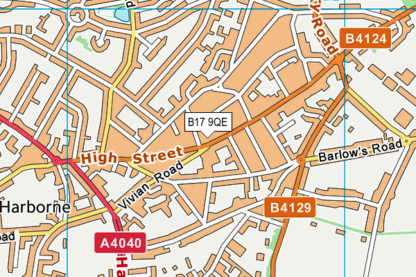 B17 9QE map - OS VectorMap District (Ordnance Survey)
