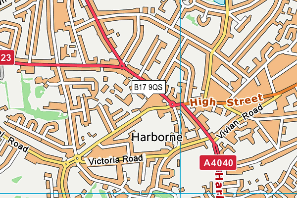 Harborne Pool And Fitness Centre map (B17 9QS) - OS VectorMap District (Ordnance Survey)