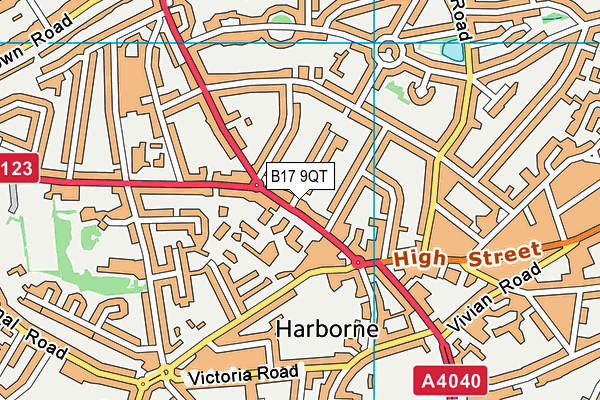 B17 9QT map - OS VectorMap District (Ordnance Survey)