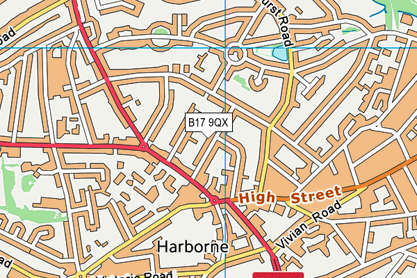 B17 9QX map - OS VectorMap District (Ordnance Survey)
