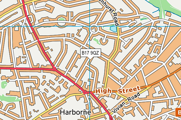 B17 9QZ map - OS VectorMap District (Ordnance Survey)