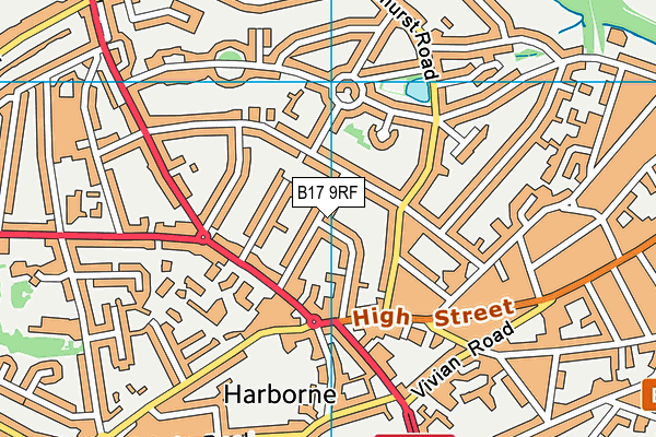 B17 9RF map - OS VectorMap District (Ordnance Survey)