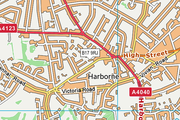 B17 9RJ map - OS VectorMap District (Ordnance Survey)