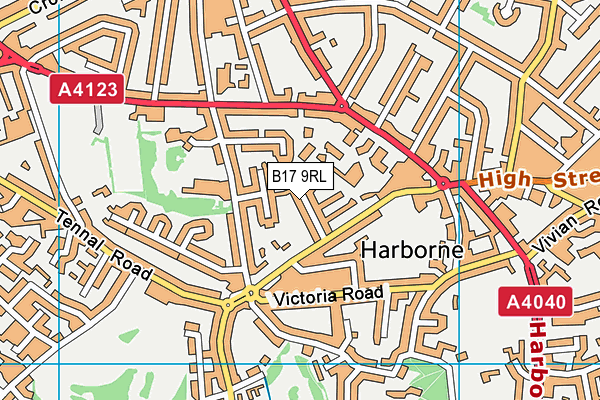 B17 9RL map - OS VectorMap District (Ordnance Survey)
